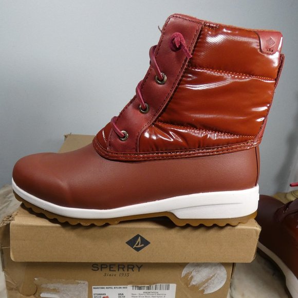Sperry Women's Maritime Repel Puffer Snow Boot, Red Nylon, 8 - Picture 3 of 9